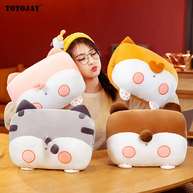 Hot 1pc 35cm Creative Animals Butt Stuffed Pillow with Hand Warmer Cute Corgi Pig Cat Bear Arse Shaped Plush Toys for Kids Gift