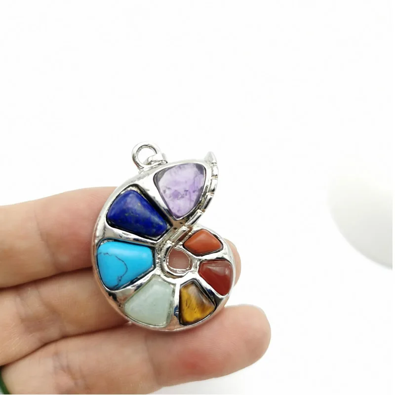 Оптовая продажа спиральная форма кулон натуральный камень 7 Чакра ожерелья и