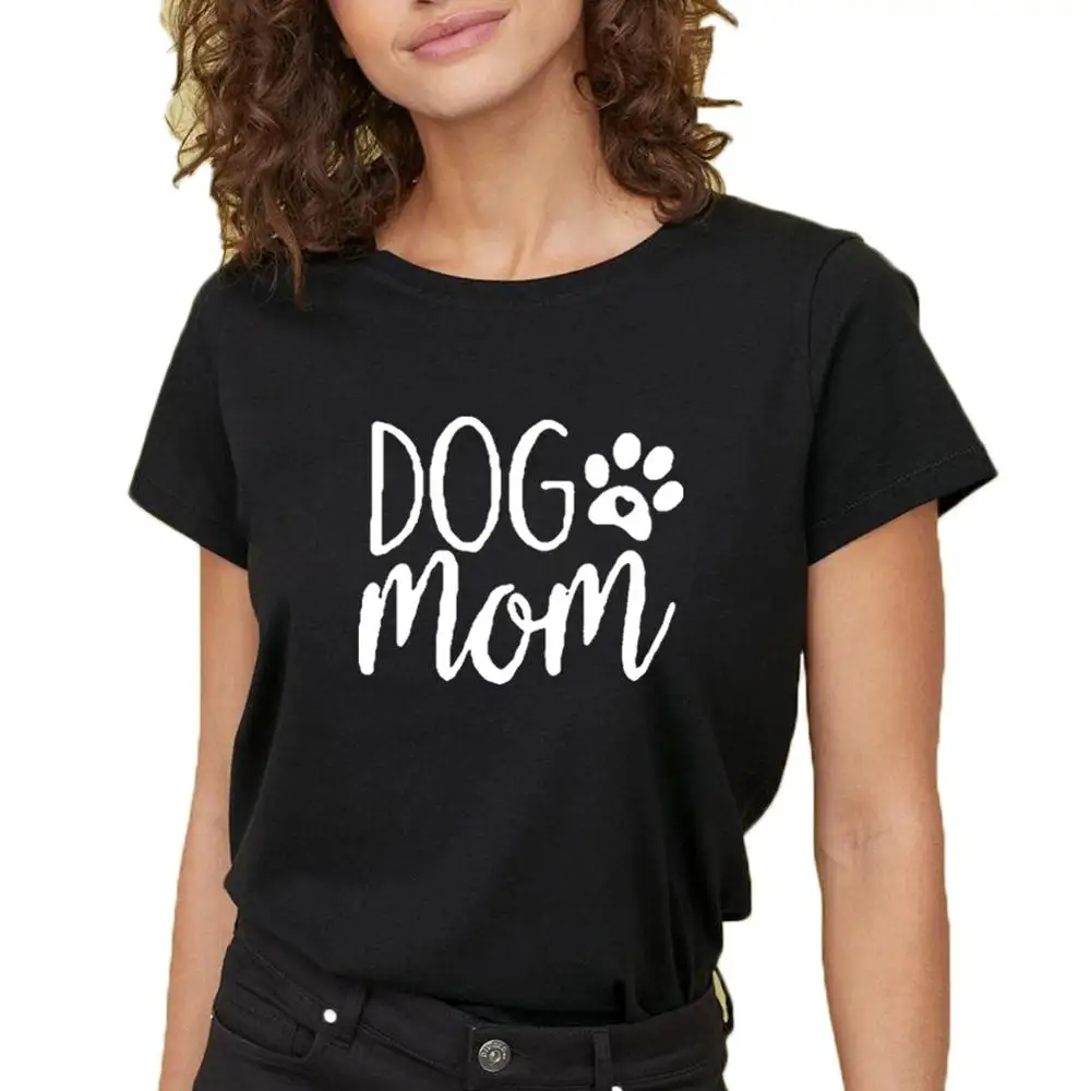 Женская футболка с коротким рукавом круглым вырезом и принтом собаки мамы|funny tshirt