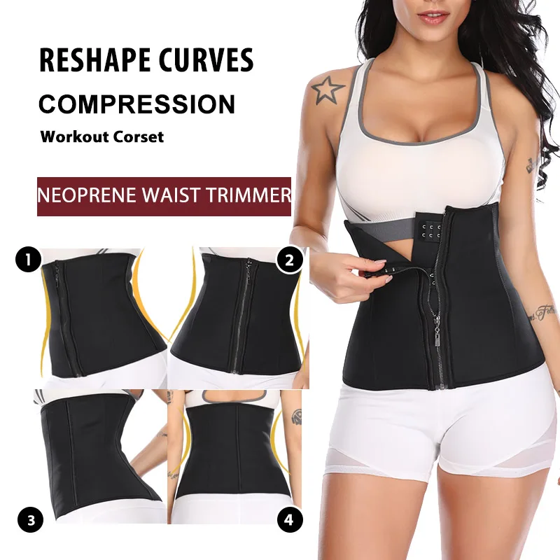 Латекс талии тренер Fajas Body Shaper Для женщин Фаха пояс для похудения живота Сталь Bones
