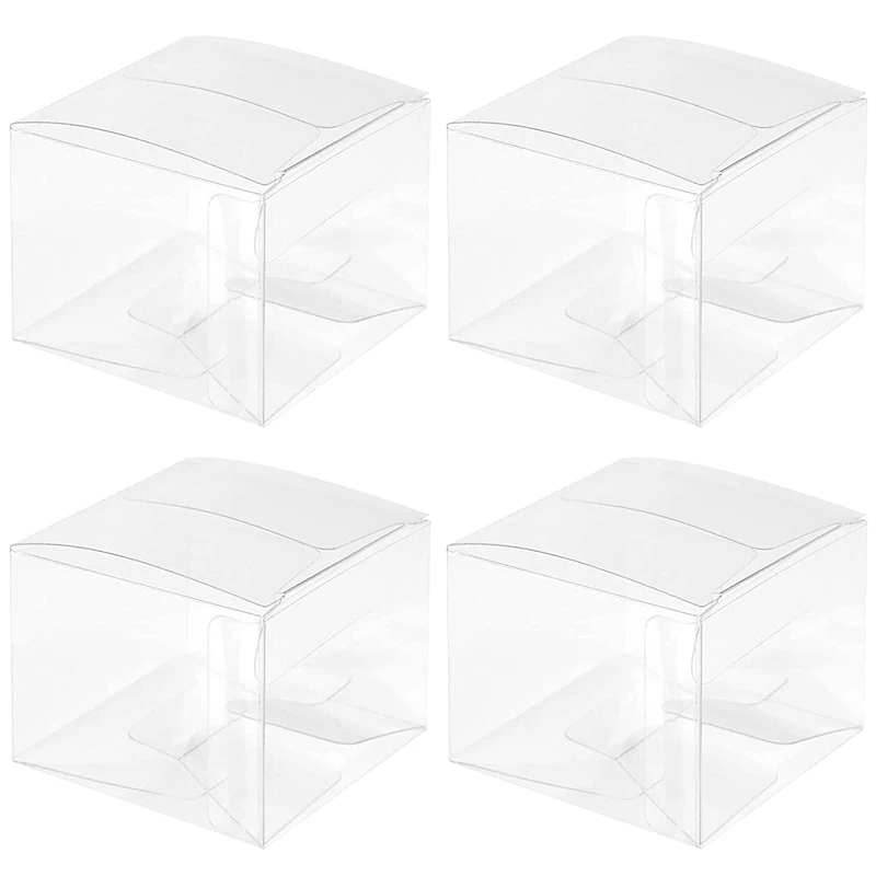 

Clear Favor Box, 100Pcs Plastic Gift Boxes Transparent Cube Boxes PET Box for Wedding, Party, Baby Shower, Bridal Shower