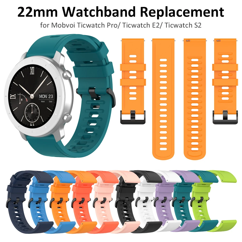 

Ремешок силиконовый для часов Ticwatch Pro/ E2/ S2, сменный зеленый браслет для LG Urbane / R/G, 22 мм