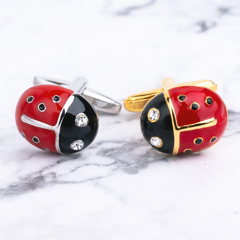 

Novelty Enamel Ladybug Cufflinks Lucky Sign Cuff Link For Business Wedding French Shirt Gift Jewelry Wholesale&retail