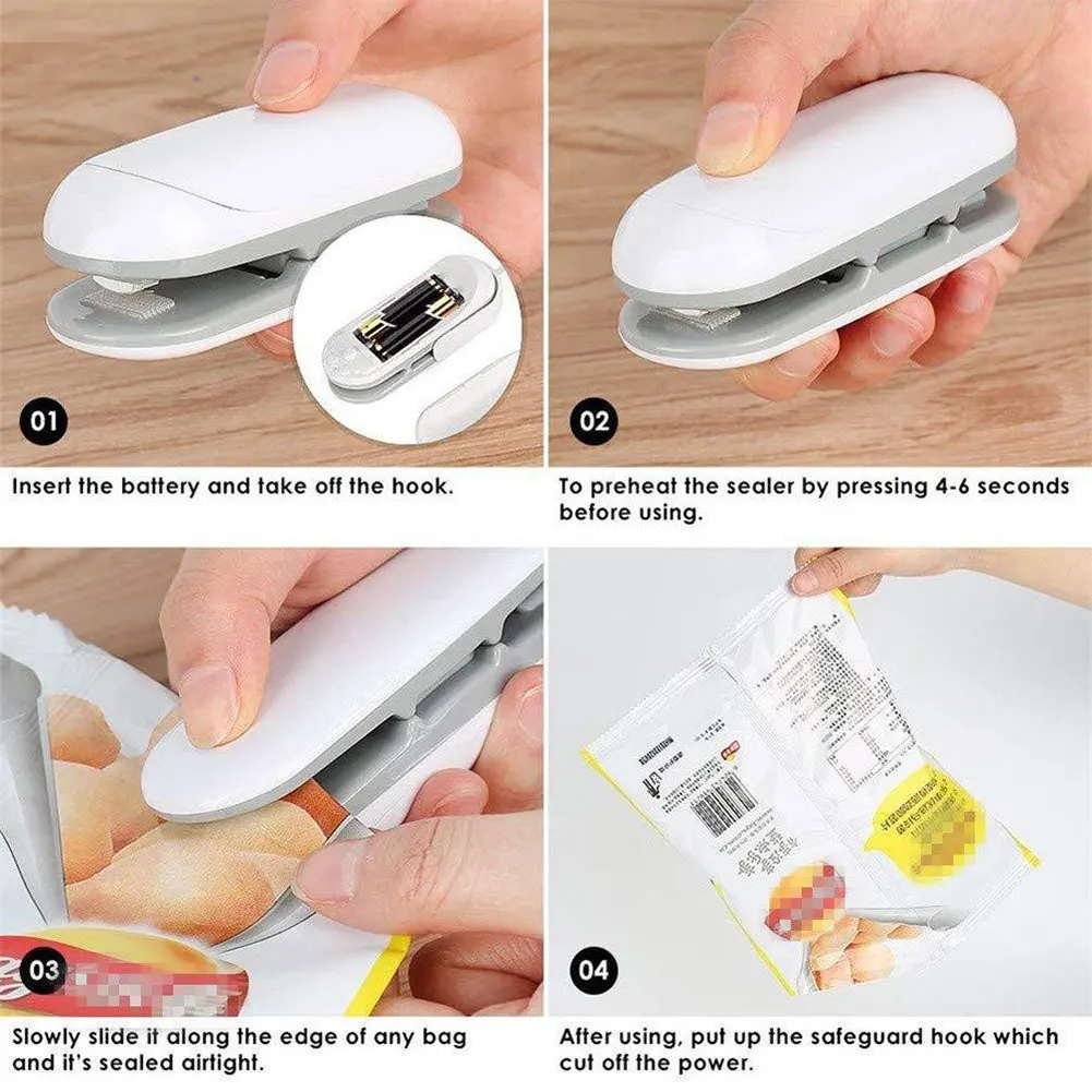 

Heat Sealer Portable Mini Plastic Bag Heat Sealers Handheld 2 in 1 Bag Resealer for Food Snack Storage DC120