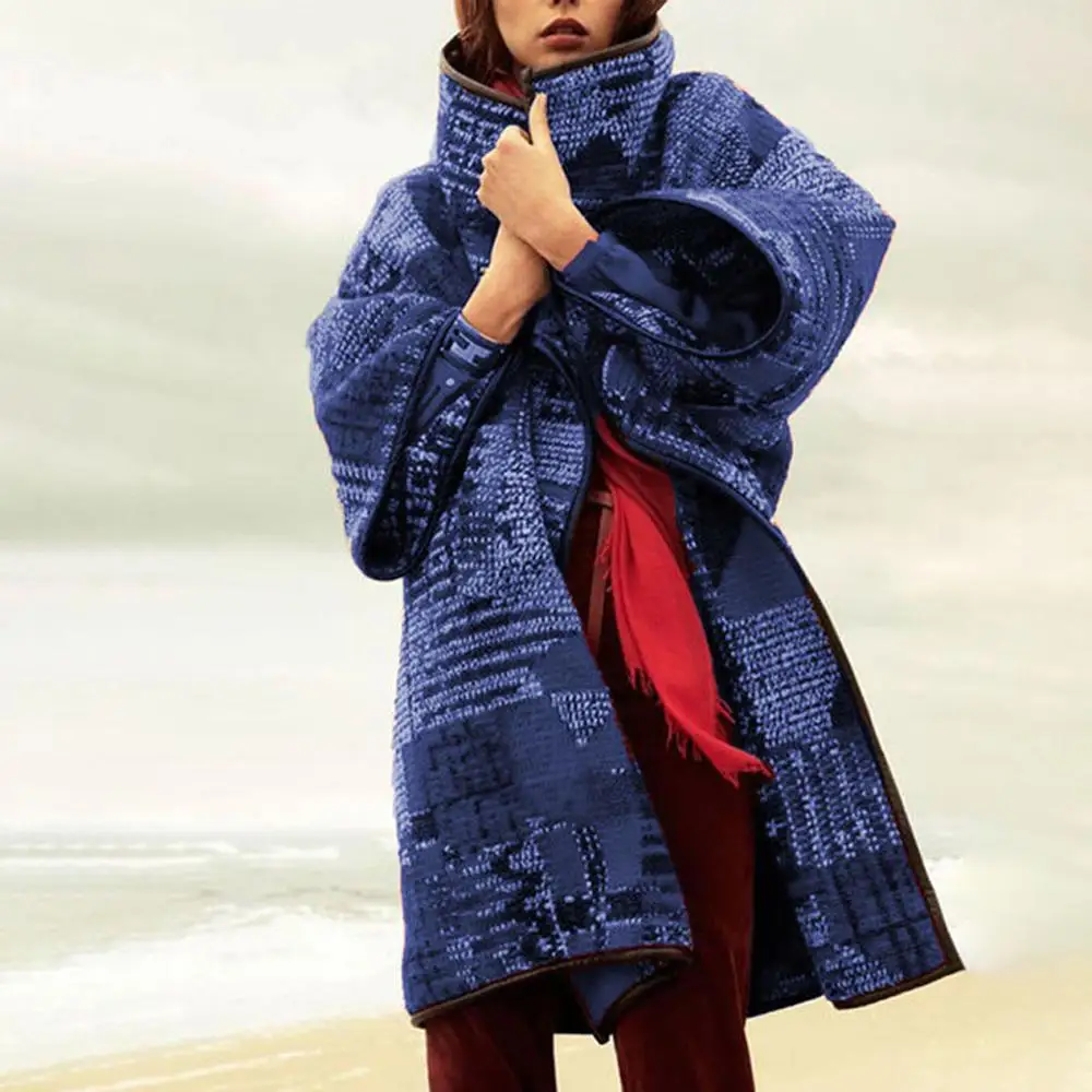 Женское шерстяное пальто кардиган с отложным воротником и длинными рукавами