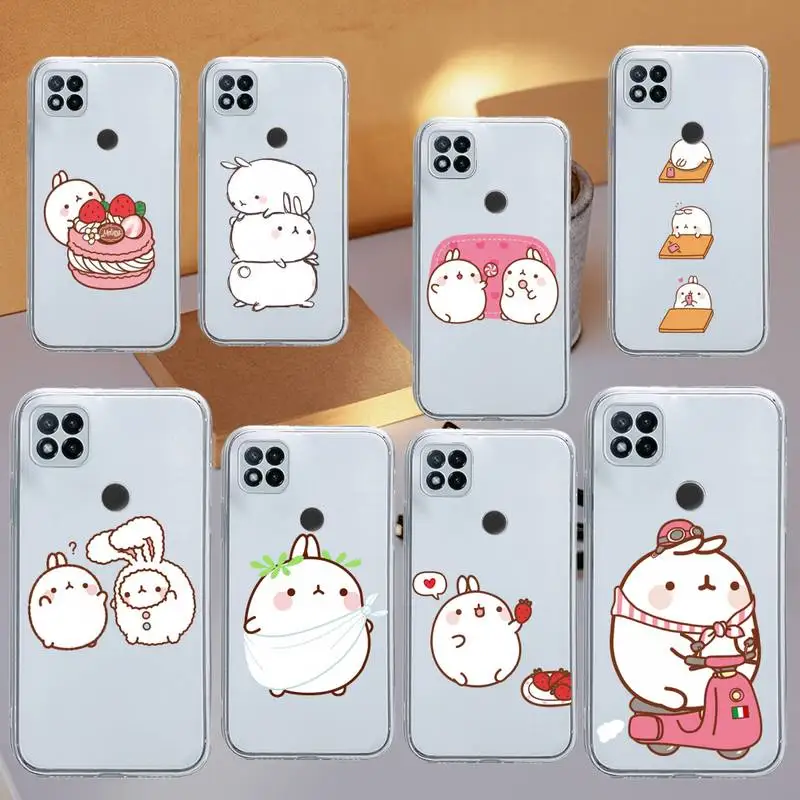 

molang cute cartoon rabbit Phone Case Transparent for Xiaomi redmi note x f poco 10 11 9 7 8 3 i t s pro cover shell coque
