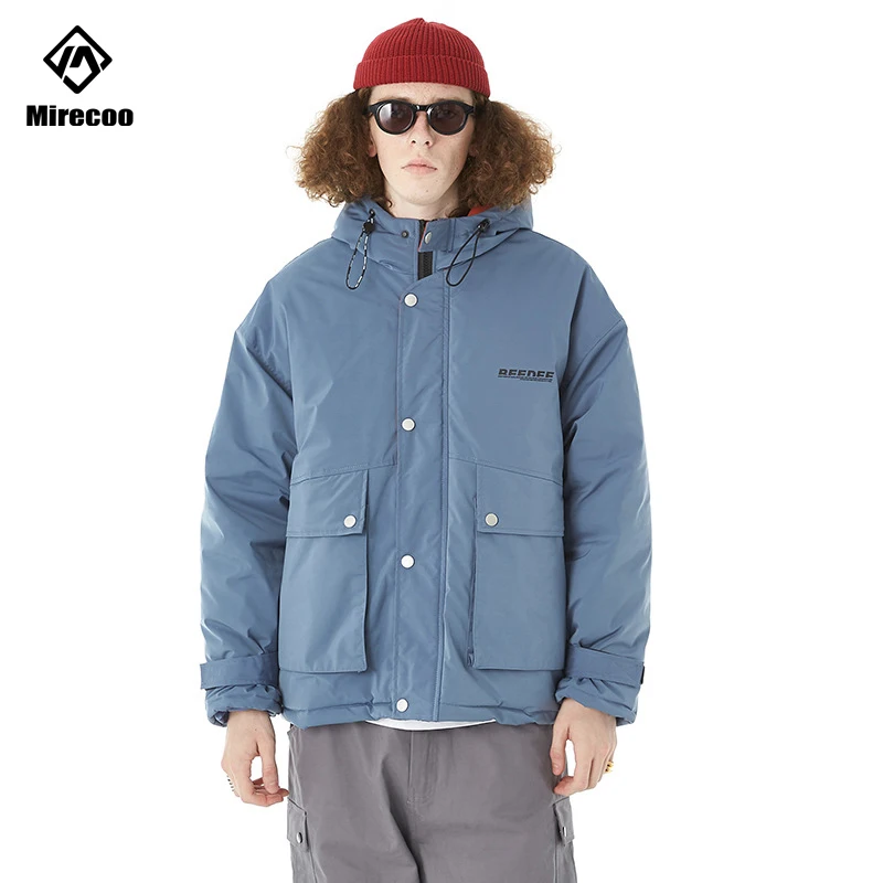 Однотонная мягкая теплая парка с капюшоном мужская пуховая куртка в стиле