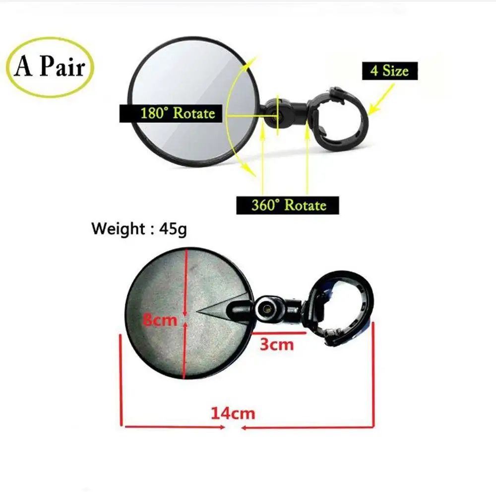 

Handlebar Rearview Convex Mirror For Kugoo Electric Scooter 2PCs