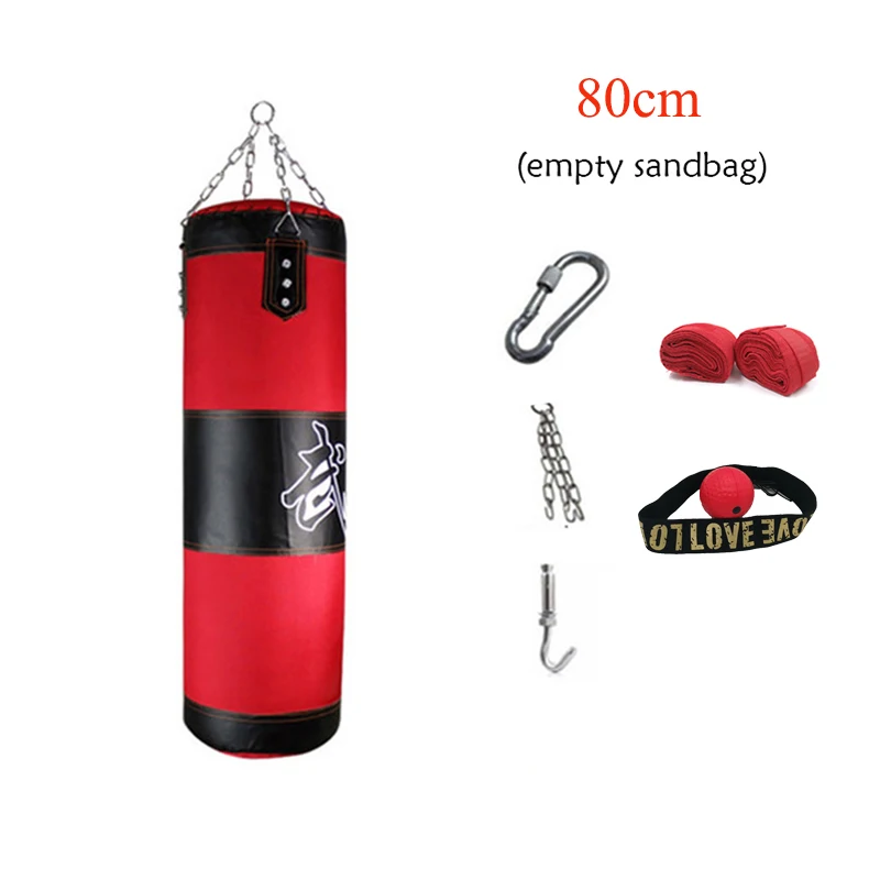 80cm-handwraps ball 60 см-150 см боксерская сумка для тренировок фитнес ММА боксерская сумка спортивная кикбоксерская сумка с песком Муай Тай боксер Тренировочный Набор пустой - Цвет: 80cm-handwraps ball