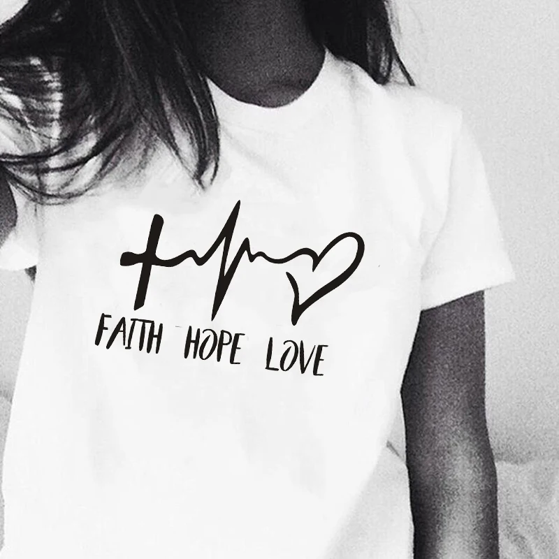 Новые модные рубашки модная футболка с буквенным принтом топы надписью Faith Hope Love