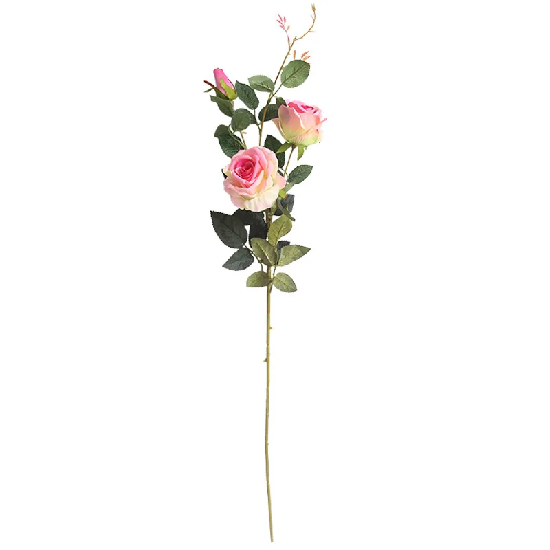 

Artificial Flower Single 3 heads Rose Branch Wedding Decoration DIY velvet fake flower faux forever rose For Home Decor 5pc