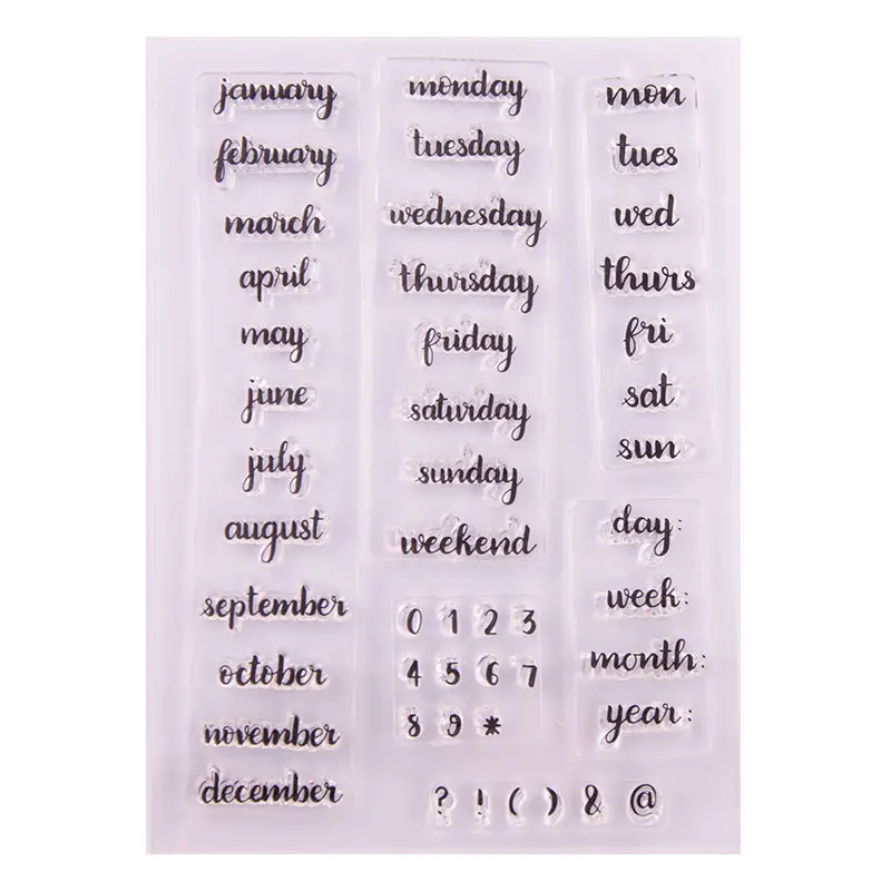 

Dolce Vita Word Clear Stamps Data Weeks Months Transparent Silicone Stamp Seal for DIY Scrapbooking Paper Card Craft Supplies