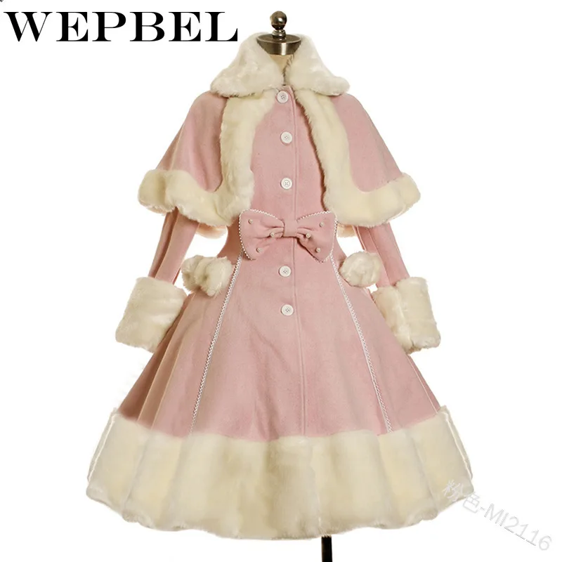 WEPBEL женское теплое плотное повседневное зимнее платье с бантом Симпатичные