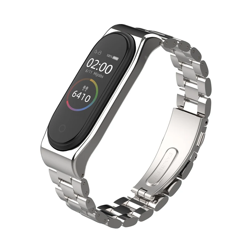 Mi jobs для mi band 4 металлический браслет для Xiaomi mi Band 4 3 ремешок Безвинтовой из нержавеющей стали mi Band 3 браслет на запястье - Цвет: Classical Silver
