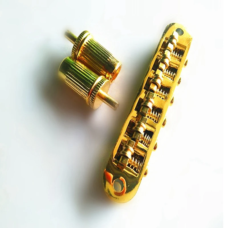 

Guitar Bridge Brass Roller Adjustable Saddle Tune-O-Matic Zinc Alloy and Brass Roller Bridge for LP Electric Guitar
