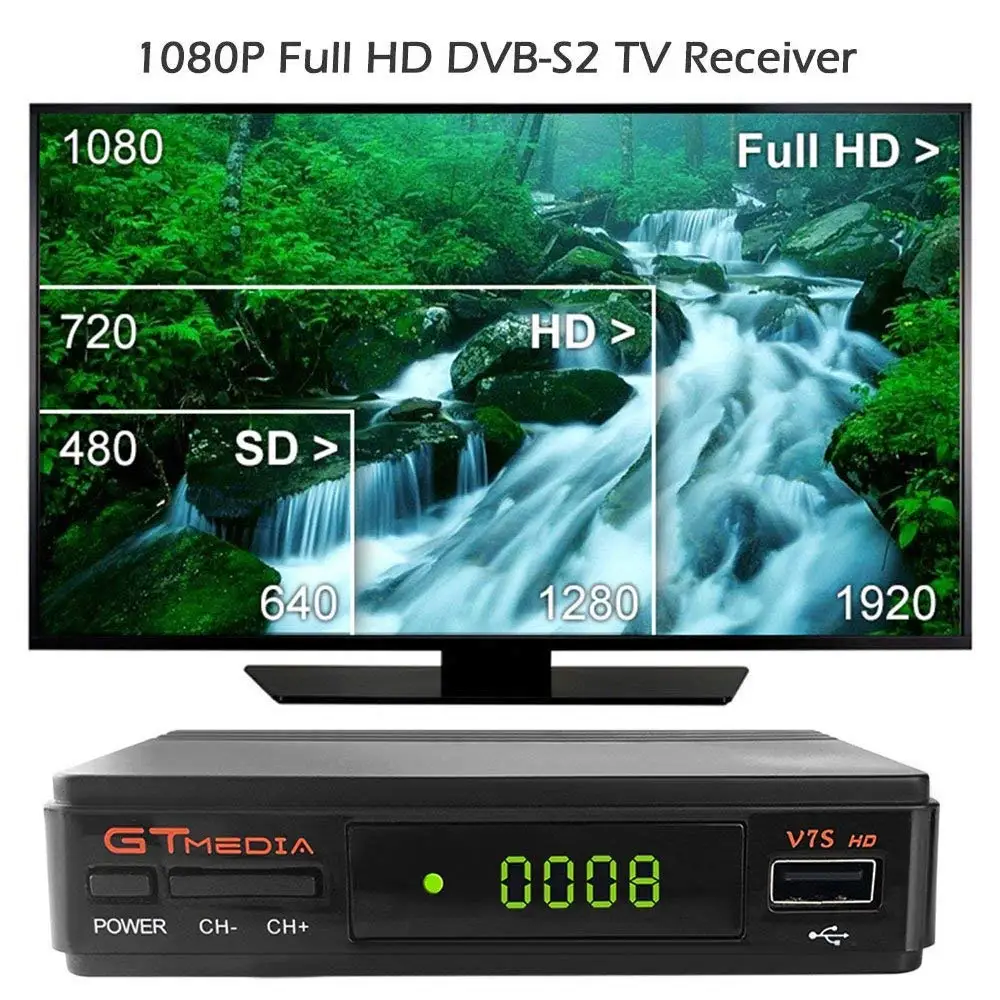 GTmedia V7S HD Спутниковый ресивер DVB-S2 Приемник FTA 1080P TV декодер поддержка biss key с USB WIFI on.