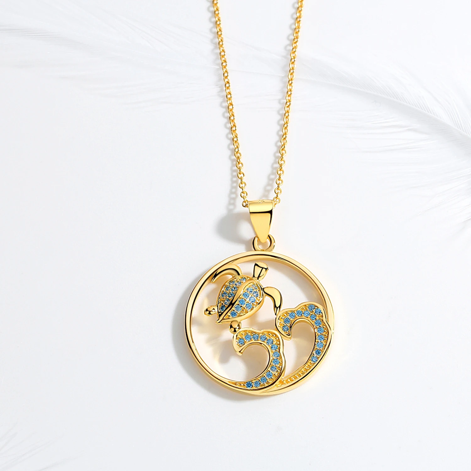 TONGZHE 2018 Fashion Long Necklaces Pendant Tortoise Luxury Round Blue CZ Chokers For Women Gift Factory Wholesale | Украшения и