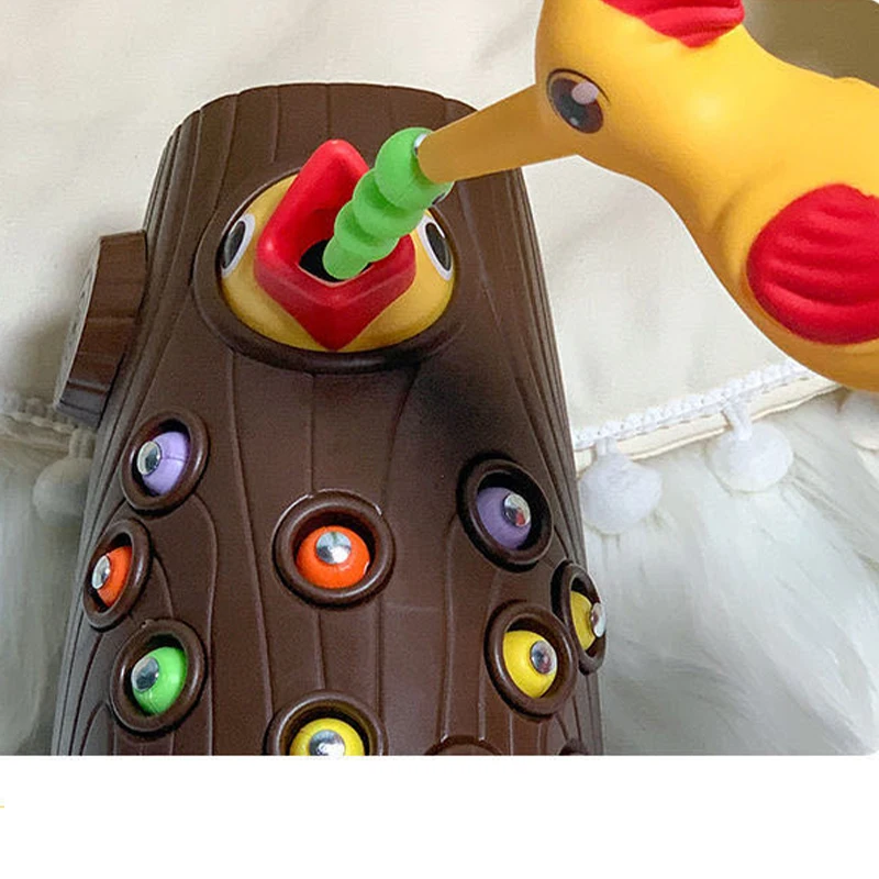 Монтессори Развивающие игрушки для детей дятел ловить червя Игрушка Дети