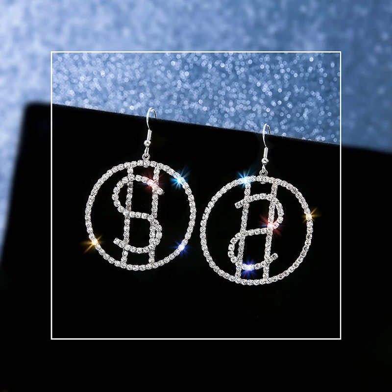 Большие круглые серьги с Зеленая змея или Блестящий долларовый кулон для Модные