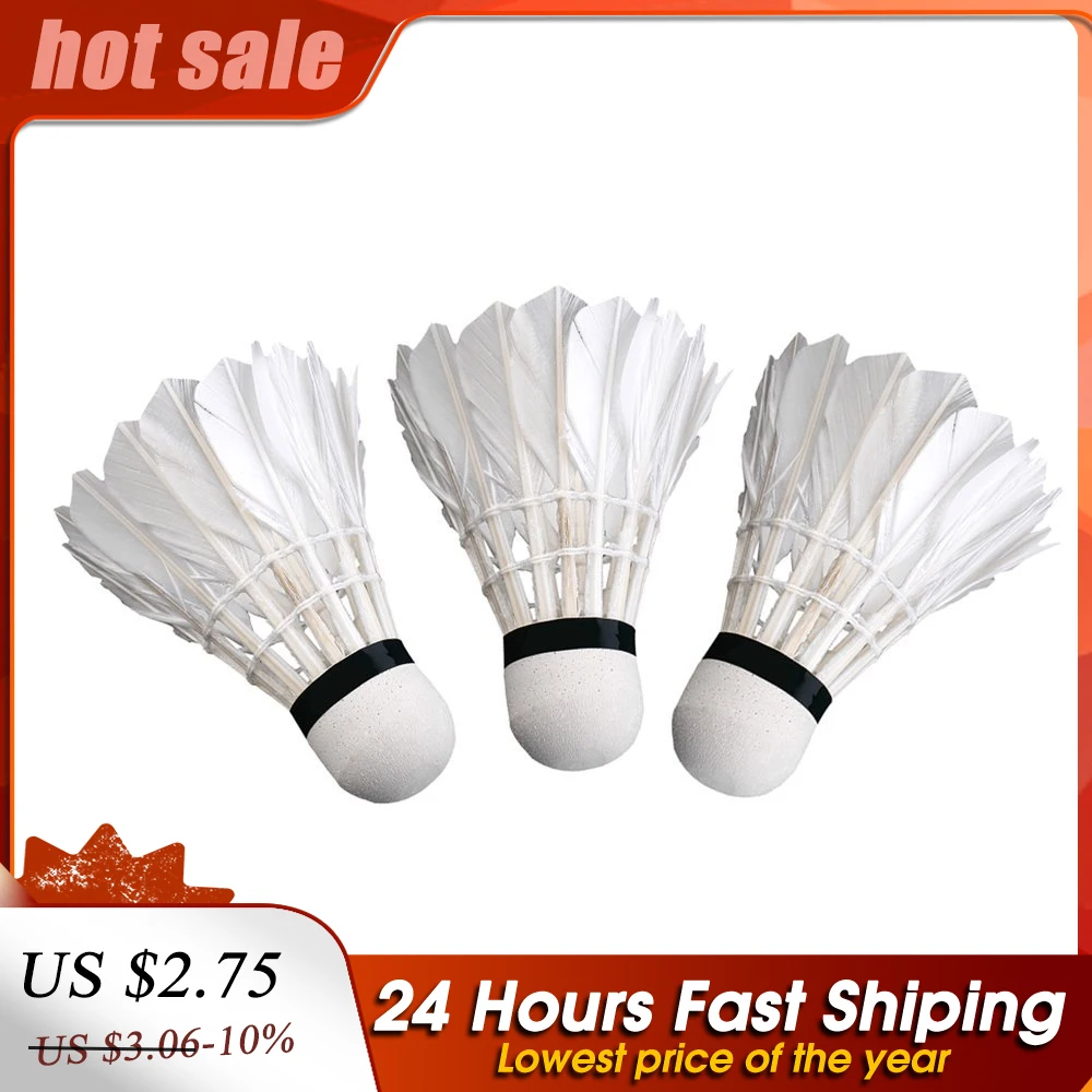 

3Pcs Goose Feather Badminton Durable Sports Training Badminton Balls Sport Plastic Shuttlecock For Indoor Outdoor Badminton Game