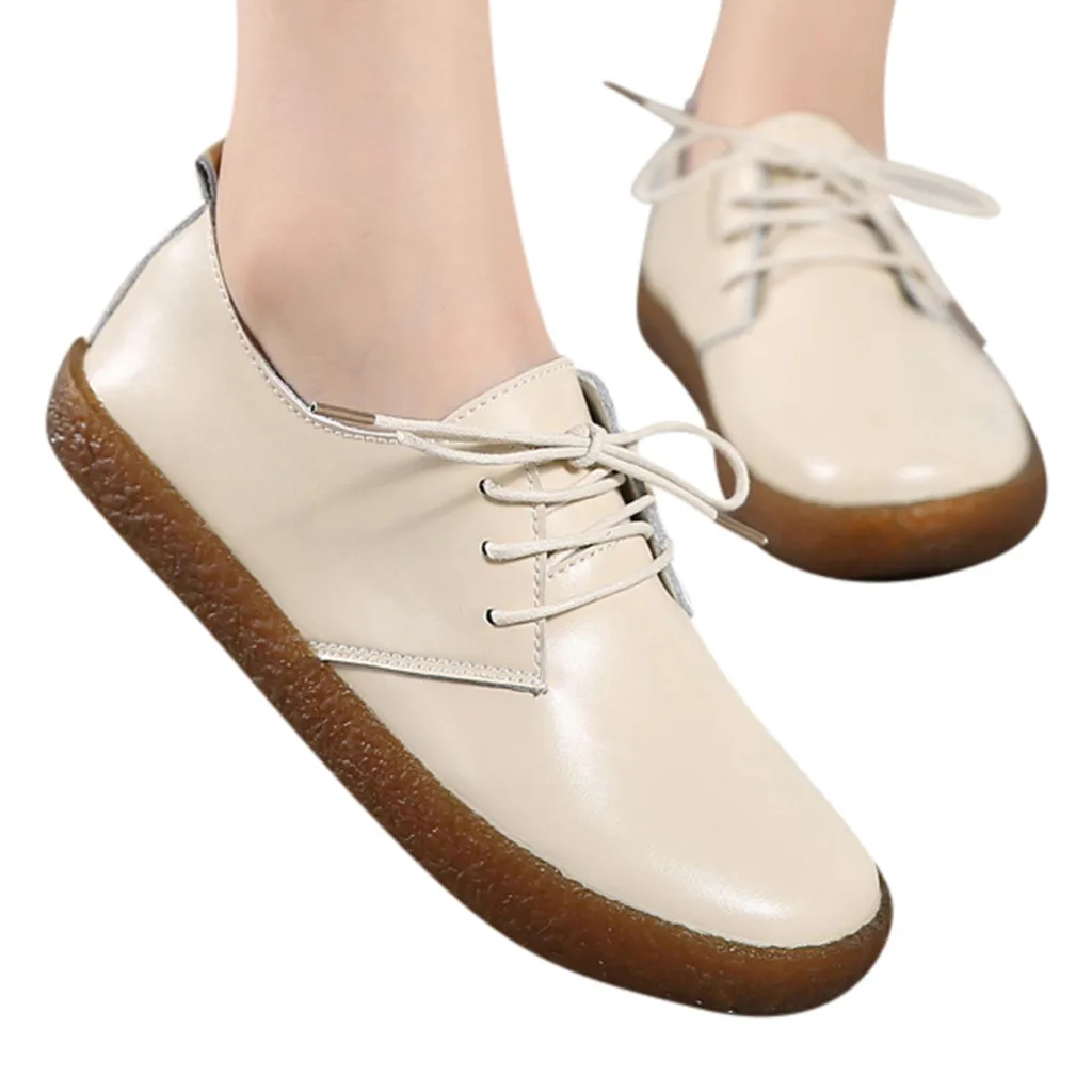 

Women's Casual Shoes Low-top Flat Solid Color Tie Shallow Cover Heel Large Size Authentic Fashionable Womens Shoes Flats