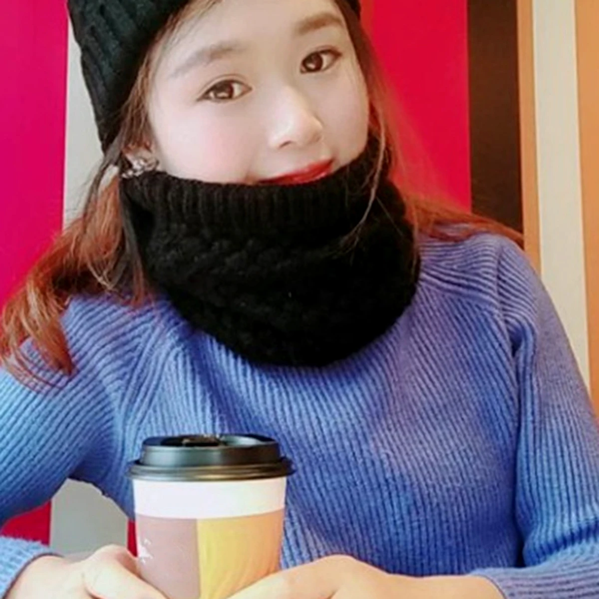 Теплый круглый шарф |