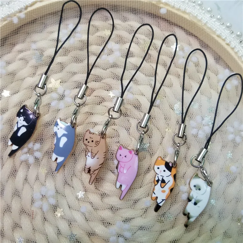Cute Cat Smart Phone Strap Lanyards for IPhone/Samsung/XiaoMi Case Strap Decor KeyChain Mobile Phone Strap Phone Hanging Charm