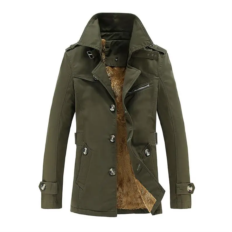 OLOEY New Arrival Male Jacket Warm Cotton-Padded Fashion Windbreaker Quality Military Men Coats Black Khaki Jackets Mens 5XL | Мужская
