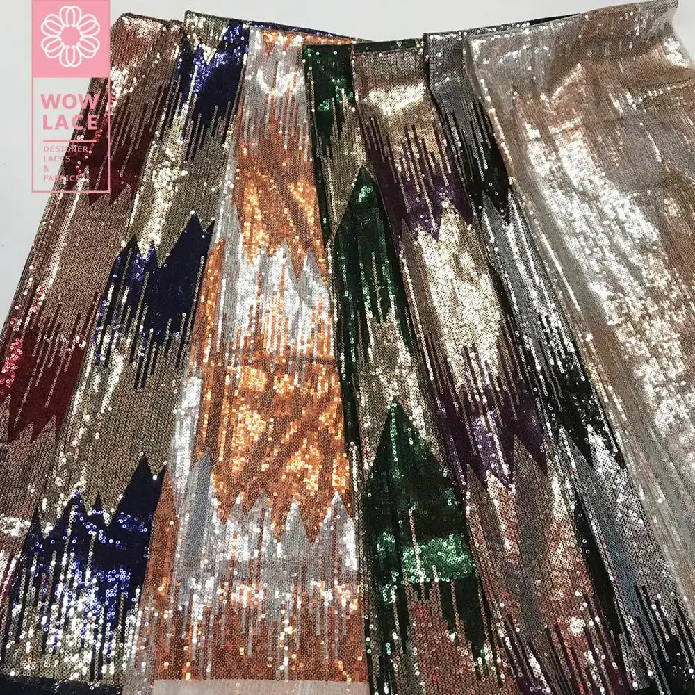 

2019 Prom Sequined Mesh Laces In Orange And Silvery Sequins Tulle Fabrics For Indian African Women Dresses Net Sewing Material