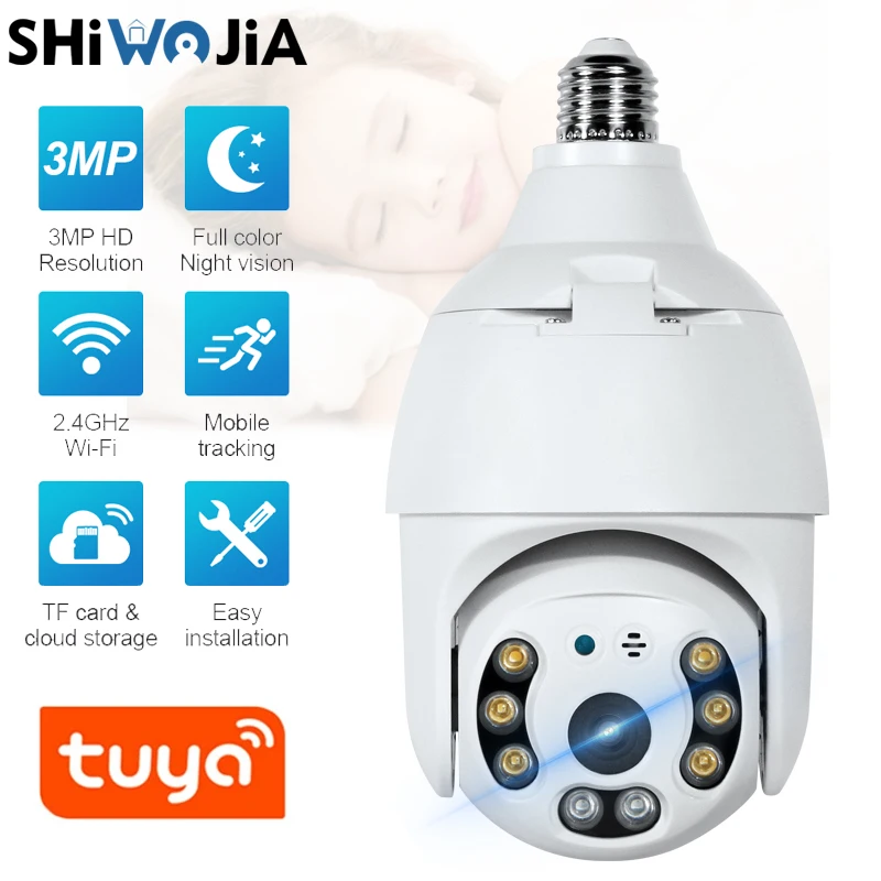

SECTEC 5MP HD Wifi Camera Tuya Smart 360°Panorama IP Camera Light Bulb Home Security CCTV Surveillance Pet Camera Baby Monitor