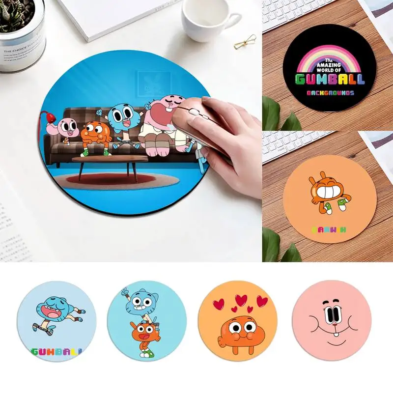 

Gumballs-Darwins-Amazings-World Locking Mouse Pad Game Comfortable Round Mouse Pad Planet Series Mat Desktop DIY Custom desk mat