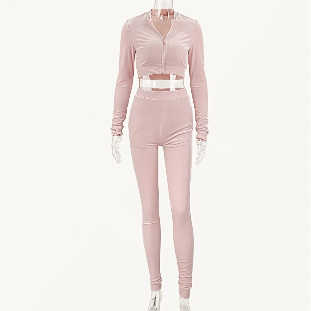 Спортивный костюм SRUBY Женский блестящий комплект из двух предметов топ и брюки