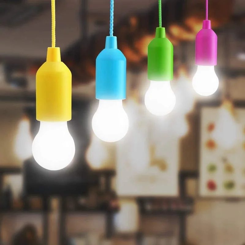 

LED Portable Colorful Drawstring Light Pendant Light LED Bulb Outdoor Camping Garden Party Pull Wire Night Light Without Batter