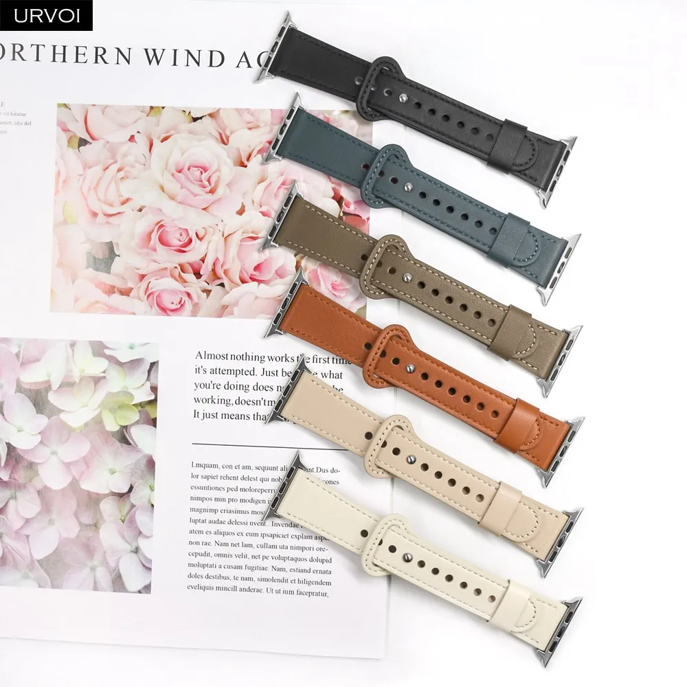 Ремешок URVOI для Apple Watch ultra series 8 7 6 SE 5 4 321 спортивный ремешок из натуральной кожи с