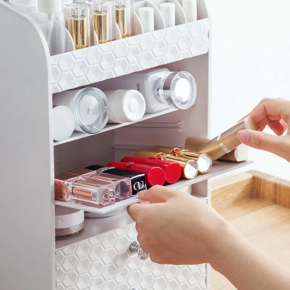 

New Hot Makeup Organizer Cosmetic Storage Box Skin Care Product Rack Desktop Brush Holder Jewelry Organizer Case Container