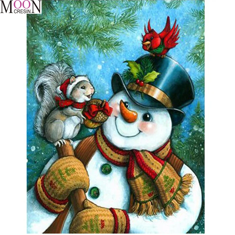 

Christmas Diy Diamond Painting Snowman Embroidery Cross Stitch Mosaic Full Square Round Drill Rhinestones Home Decor Needlework