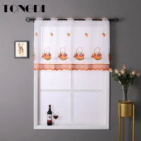 tongdi kitchen curtain valance sheer beautiful embroidery tiers pastoral cafe fruit short tulle for window kitchen dining room