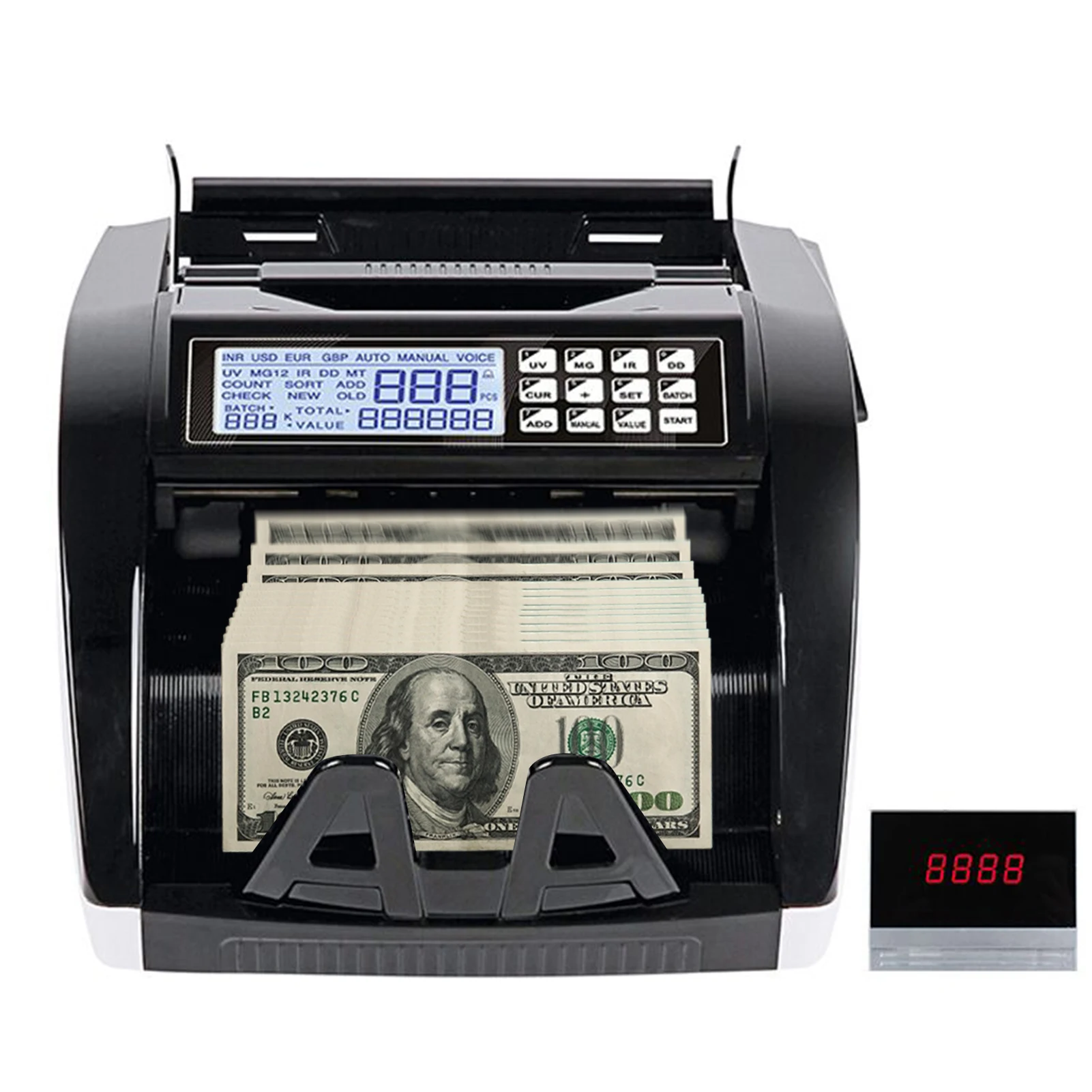

Portable Mini Money Counter Counterfeit Bill Detector Automatic Money Detection Top Loading Bill Counting Machine By UV MG