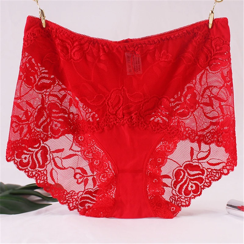 

New sexy ladies panties high waist lace large size cotton bottom female briefs comfortable breathable quality underwear women