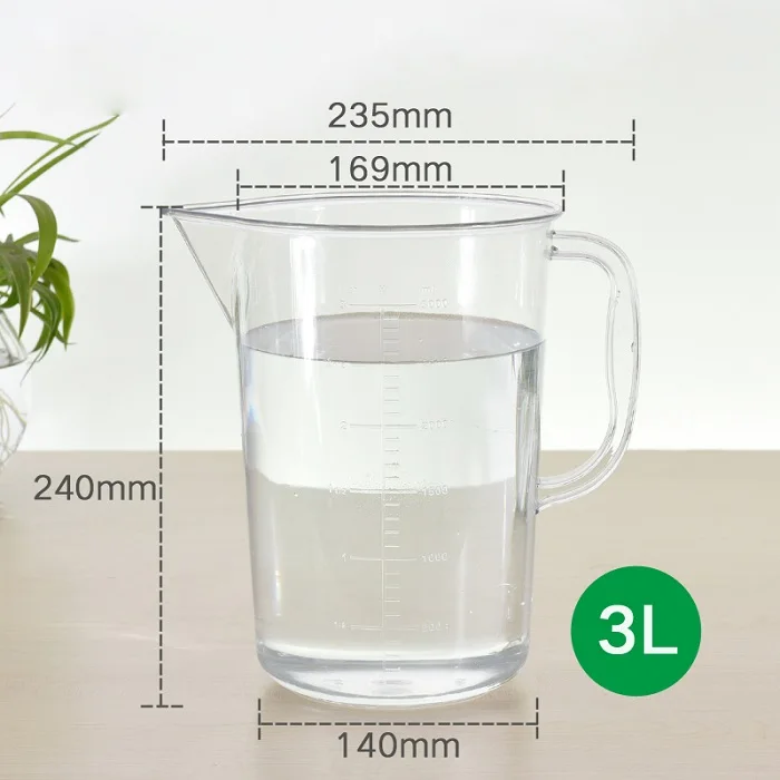3 liter Небьющийся пластиковый мерный стаканчик для измерения жидкости, контейнер, лабораторный измерительный инструмент, прочный - Цвет: 3 liter