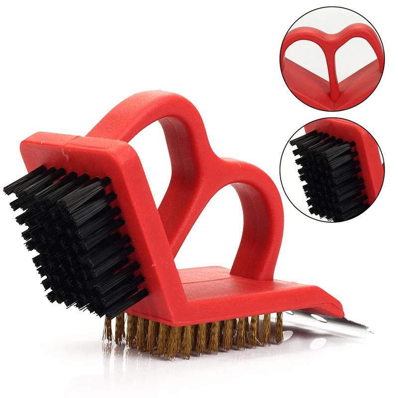 3 в 1 Бытовая многофункциональная щетка для чистки барбекю плита гриль из медной