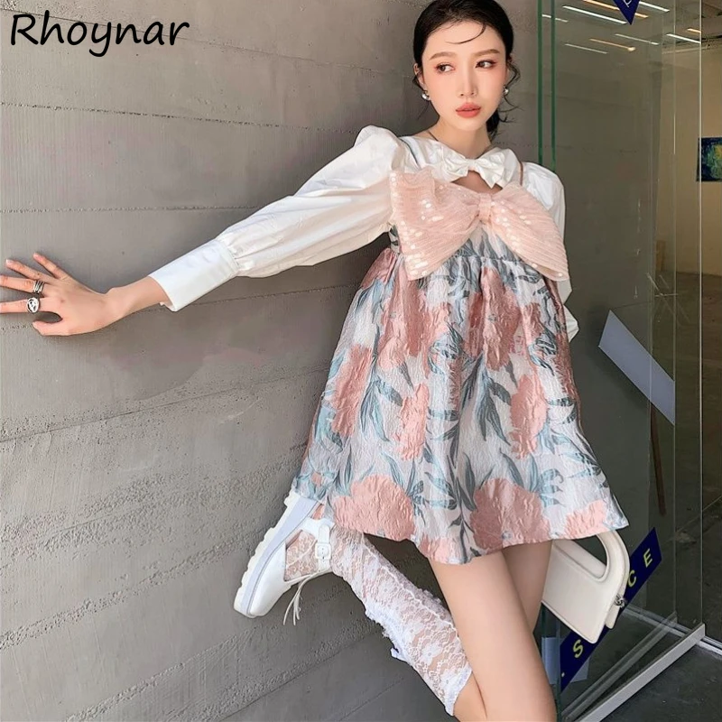 

Женский Повседневный костюм с бантом Ulzzang, элегантная уличная одежда выше колена, модная мягкая свободная одежда для отдыха, лето 2019