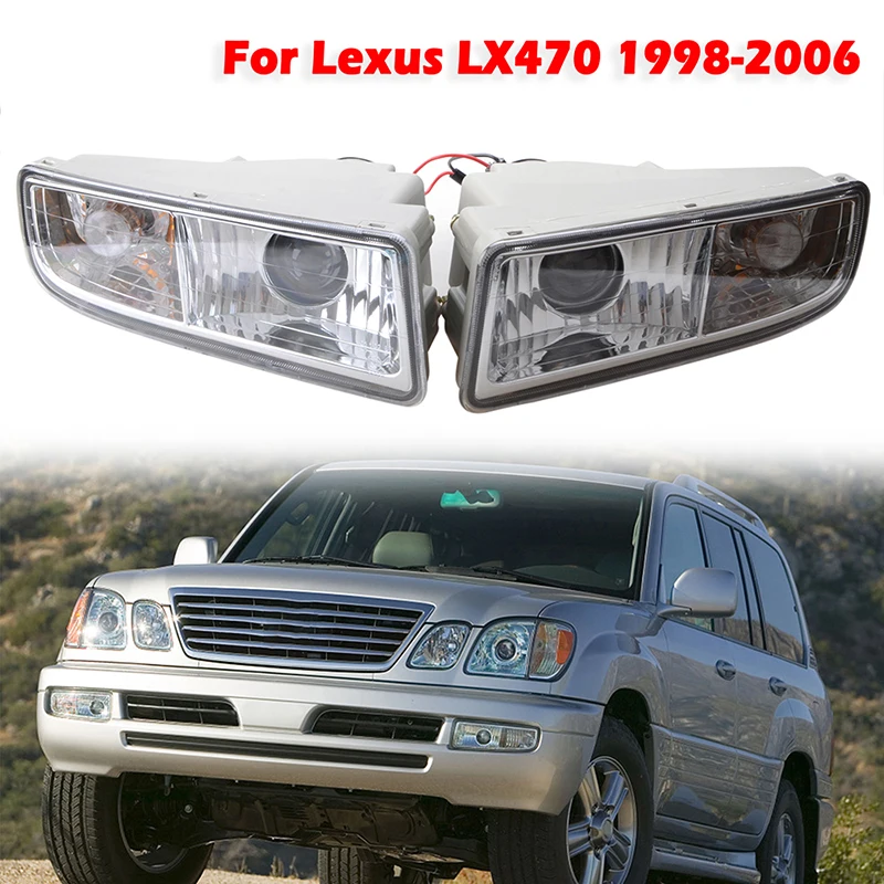 Front Bumper Lamp Fog Light Assembly Clear Lens Turn Signal Driving Lamp Fit For Lexus LX470 1998-2007 SUV DRL Car Accessories