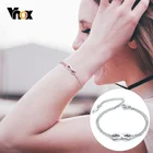 Vnox темпераментные браслеты с кулоном в форме бесконечности для женщин из нержавеющей стали звенья цепи простые элегантные женские вечерние ювелирные изделия Регулируемые