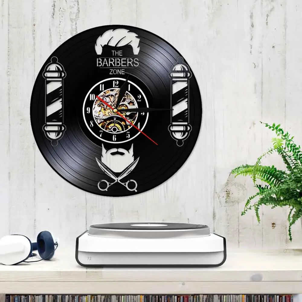 Настенные декоративные часы для парикмахерской виниловые приборы черного цвета