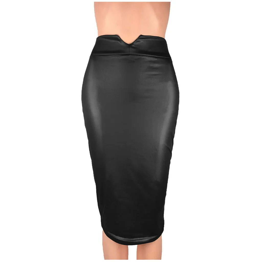 Женская кожаная юбка боди с высокой талией Однотонная для женщин # P30|Женские