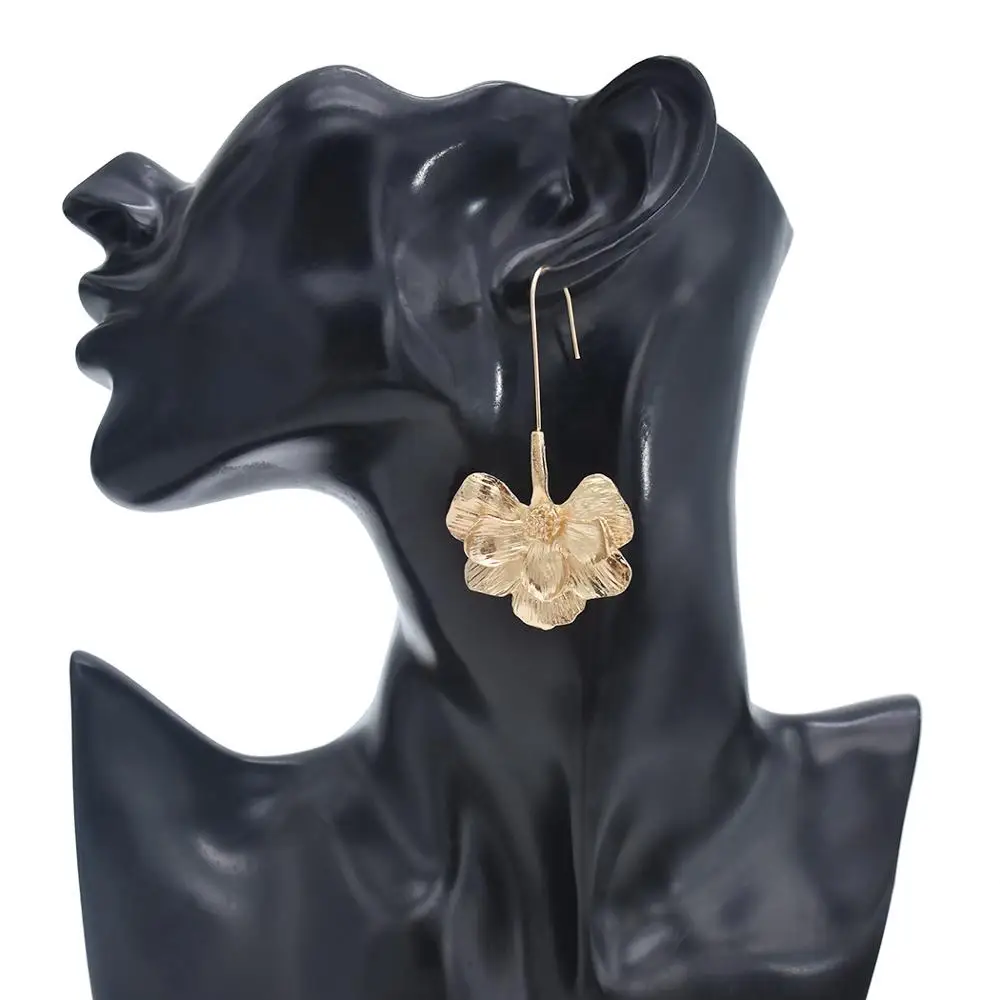 Женские двухслойные серьги с металлической текстурой модные ювелирные