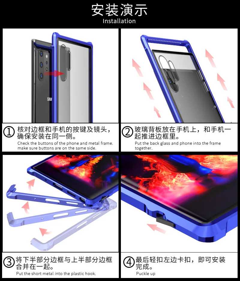 Note10plus, Высококачественная ультратонкая металлическая рамка, закаленное стекло, зеркальная оболочка для samsung galaxy note 10 plus, чехол, крышка, note10+ note10