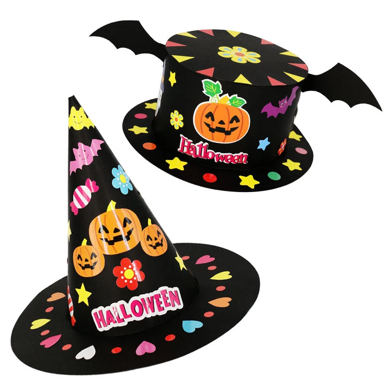 Хэллоуин DIY игрушка шляпа Детская бумажная ручной работы мультфильм изображение