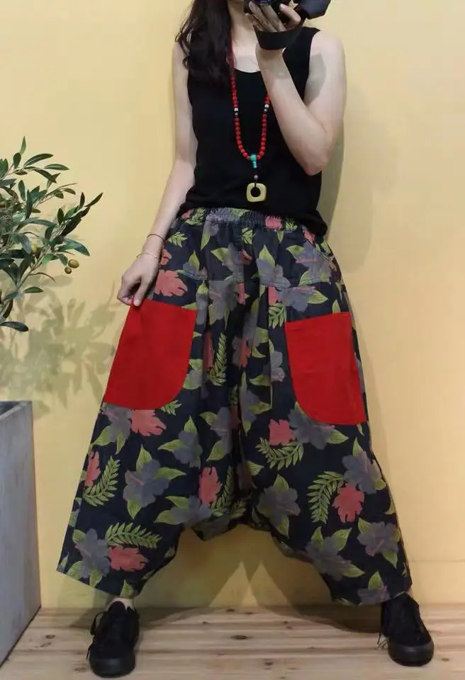 Женские шаровары свободные джинсы в стиле хип хоп большие размеры|Брюки| |